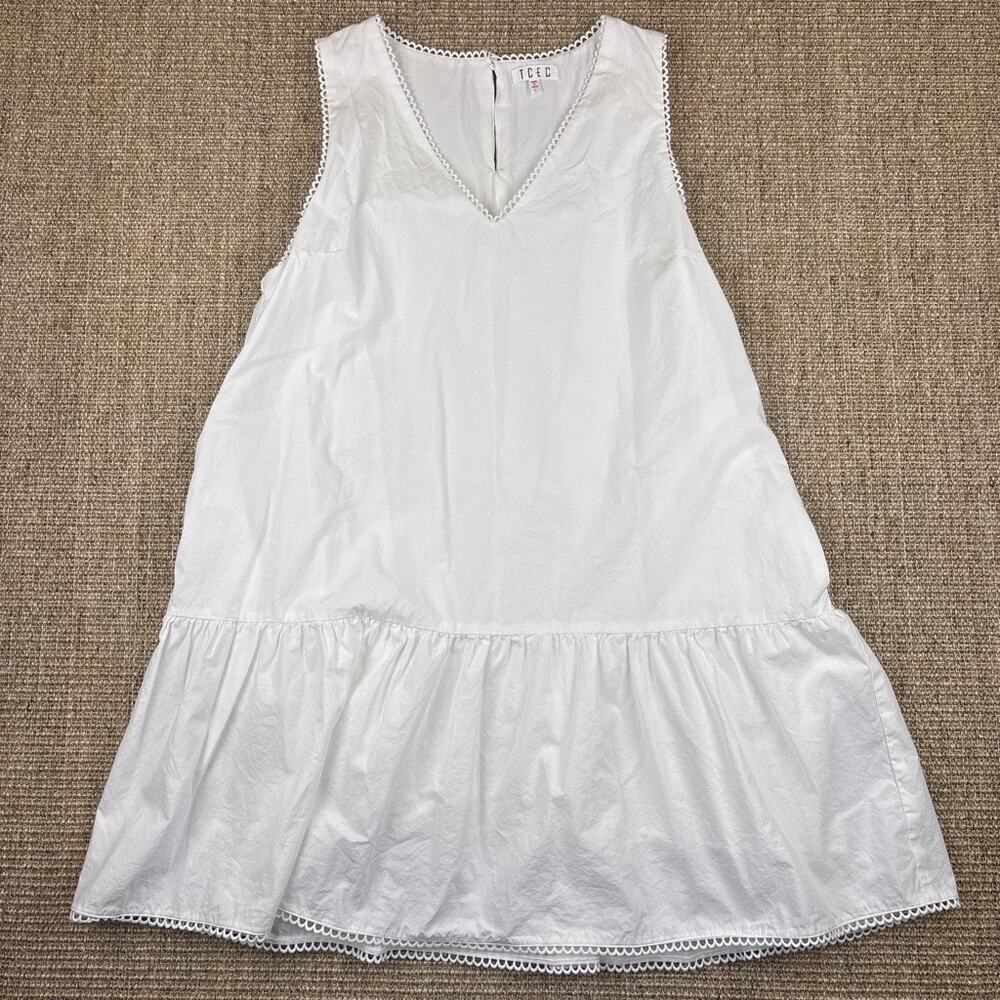 🤍 TCEC White Mini Dress | Large | Crochet Trim